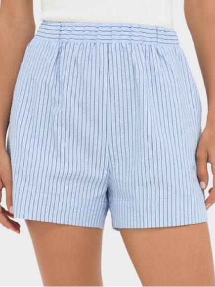 Pomander Place Blue Stripe Seersucker Lane Shorts Size Small Nwt 2.5” Inseam